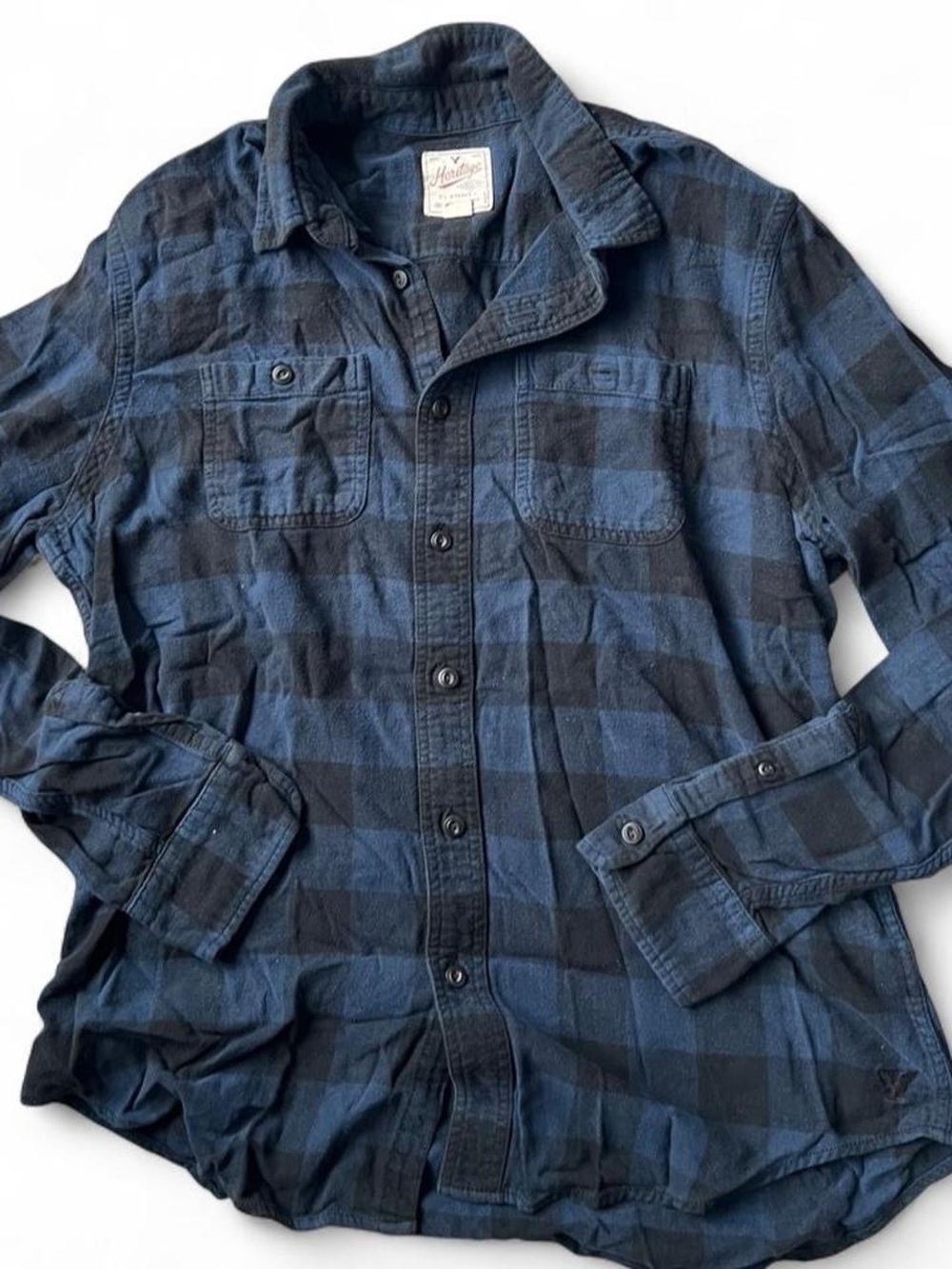 American Eagle Outfitters Blue and Black Plaid Shirt Jacket